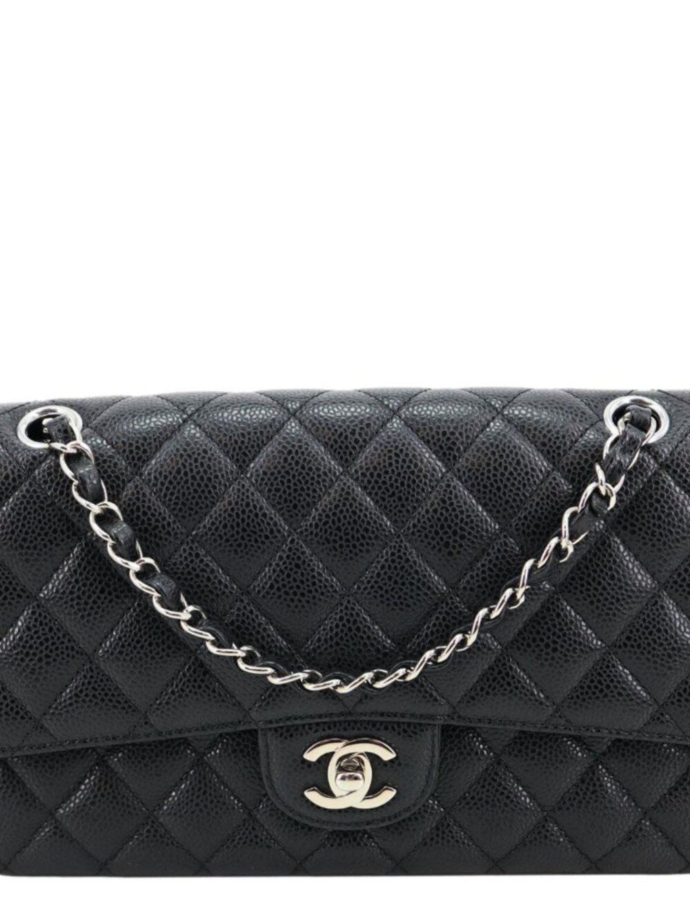 Chanel Classic Double Flap Medium Quilted Caviar Leather Shoulder Bag Black - Picture 1 of 14